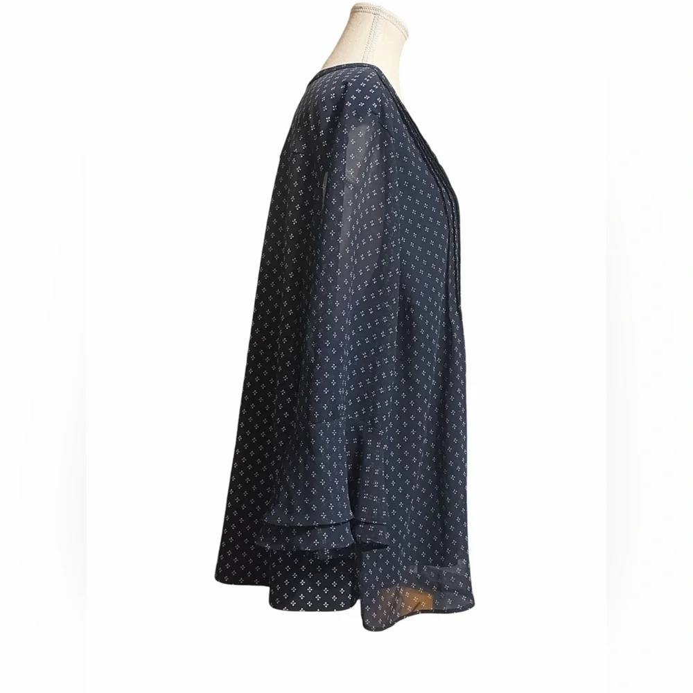 Charter Club Navy Printed Chiffon Tunic - Picture 5 of 8